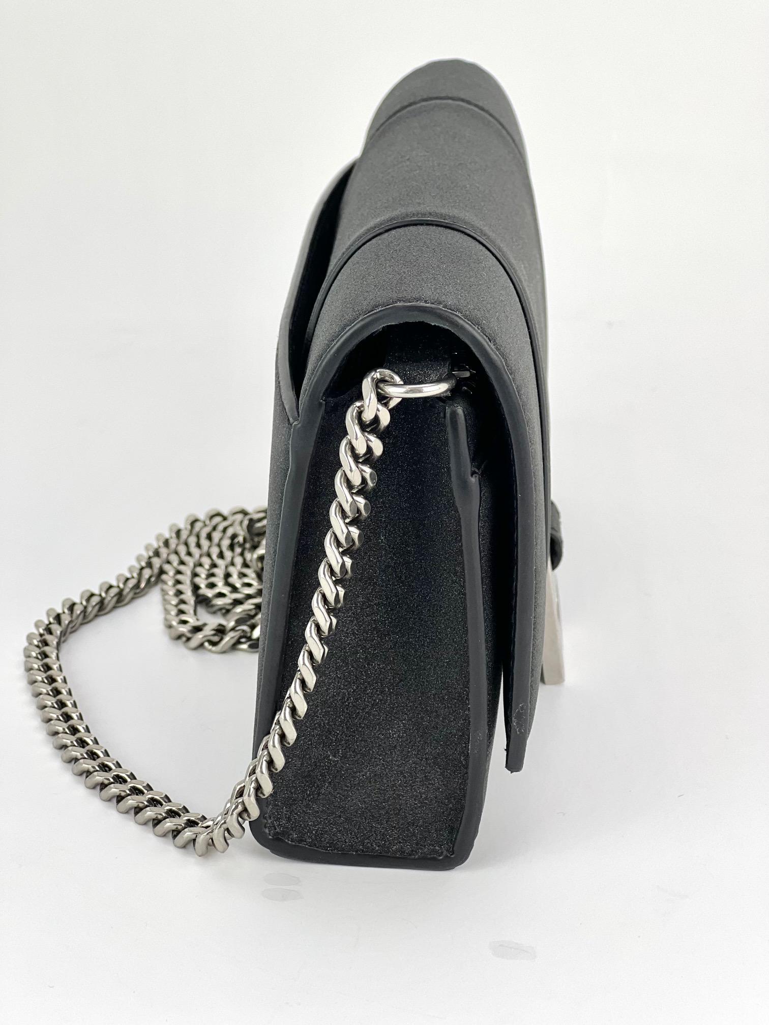 BALENCIAGA Hourglass Wallet On Chain Black Glitter Clutch Shoulder Bag For Sale 4