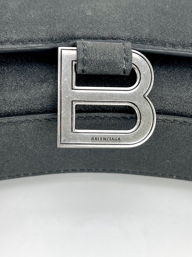 Balenciaga Black Leather Sparkles Top Handle Crossbody Strap Incl