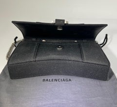 BALENCIAGA Hourglass Wallet On Chain Black Glitter Clutch Shoulder Bag