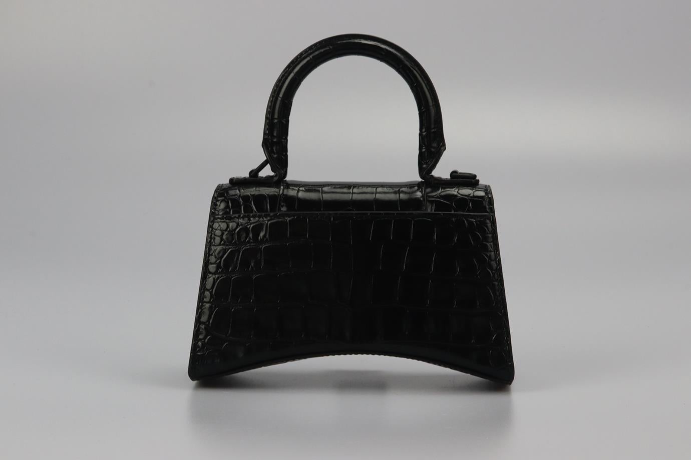 Women's Balenciaga Hourglass Xs Croc Effect Leather Tote Bag