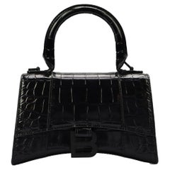 Balenciaga Hourglass Xs Croc Effect Leather Tote Bag