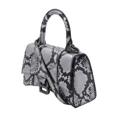 Balenciaga Hourglass XS Silver Python Print Leather Ladies Top Handle Bag