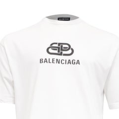 Balenciaga Interlocking BB Logo-Print T-Shirt in White Cotton