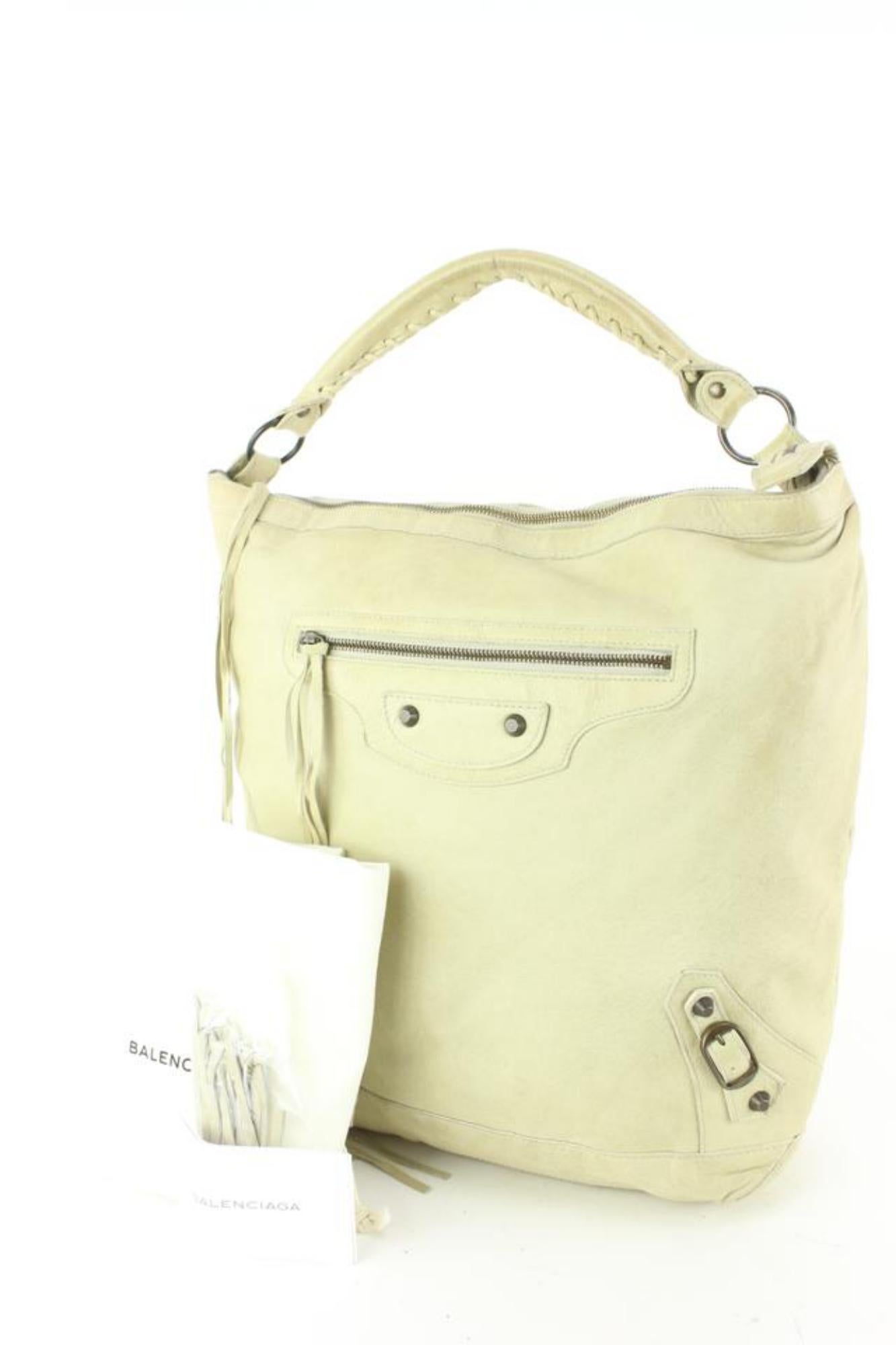 Balenciaga Ivory Beige Leather The Day One Hobo Bag 97ba52s 5