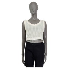 BALENCIAGA Elfenbein Baumwolle RIB KNIT SLEEVELESS CROP Tank Top Shirt 40 M