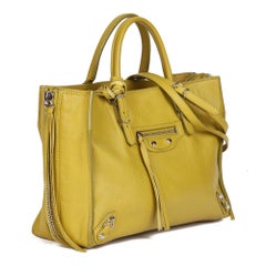 BALENCIAGA Jaune Citronnade Goatskin Leather Papier Mini