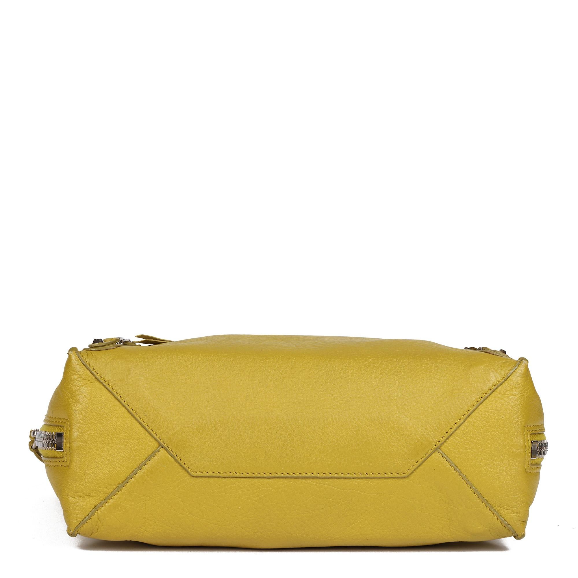 BALENCIAGA Jaune Citronnade Goatskin Leather Papier Mini In Good Condition In Bishop's Stortford, Hertfordshire