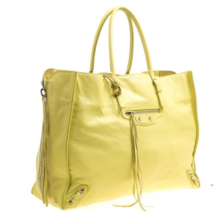 Balenciaga Jaune Poussin Leather Papier A4 Tote For Sale at 1stDibs