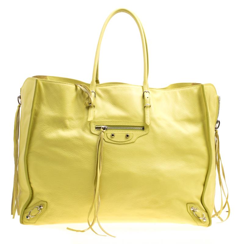 Balenciaga Jaune Poussin Leather Papier A4 Tote For Sale at 1stDibs