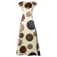 Retro Balenciaga Josephus Thimister Runway Silk Polka Dot Evening Dress, 1997