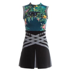 Balenciaga jungle print top and mini skirt ensemble, ss 2003