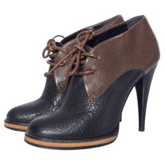 Balenciaga, Kaki/black leather lace-up ankle shoots