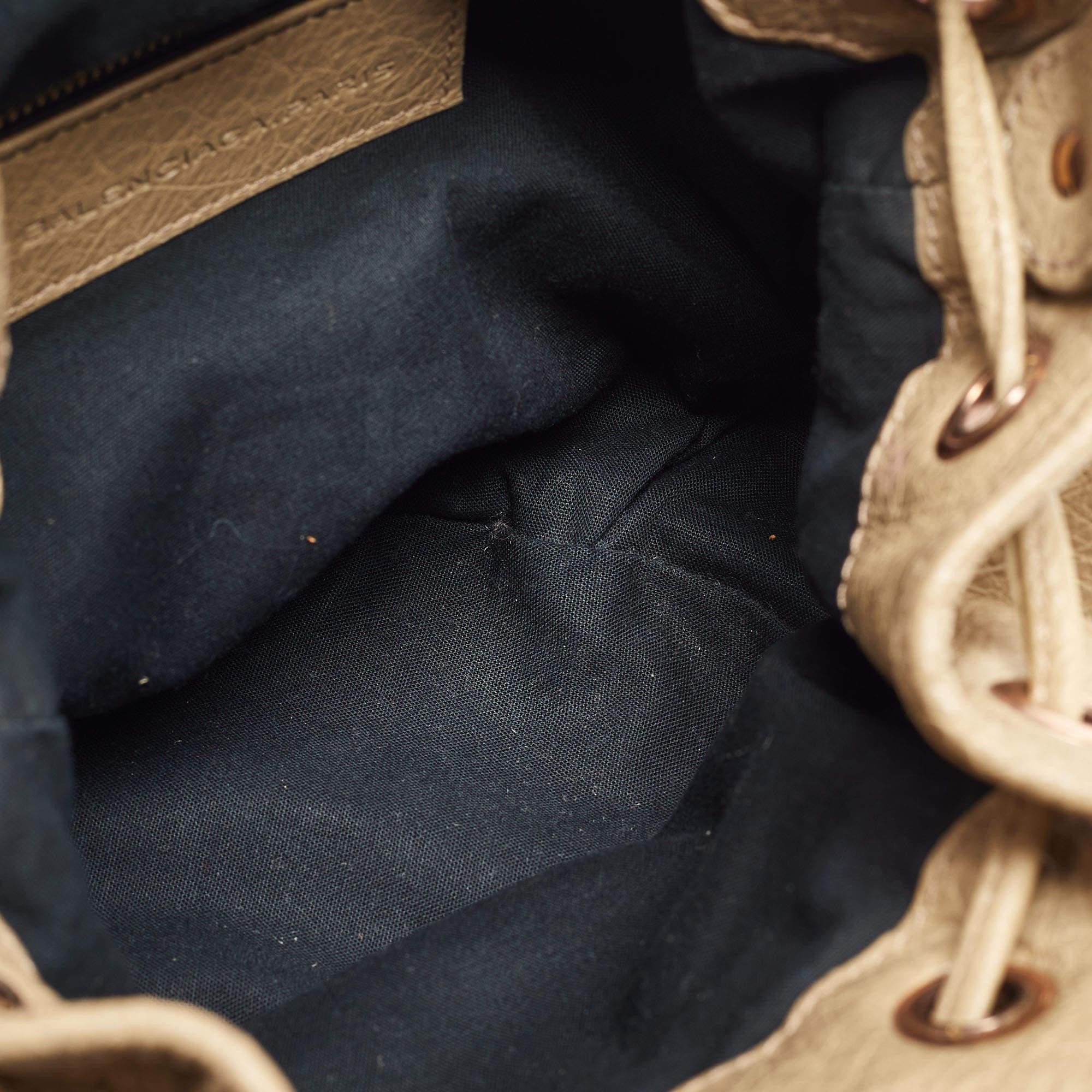 Balenciaga Khaki Beige Leather Mini RGH PomPon Bag 6
