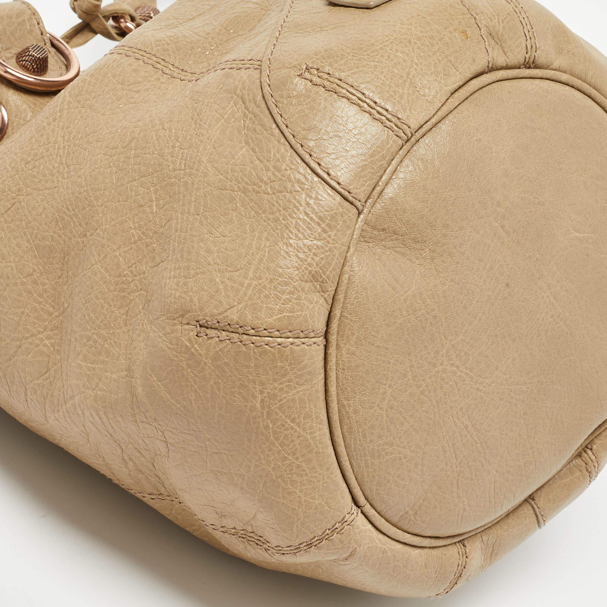 Balenciaga Khaki Beige Leather Mini RGH PomPon Bag 10