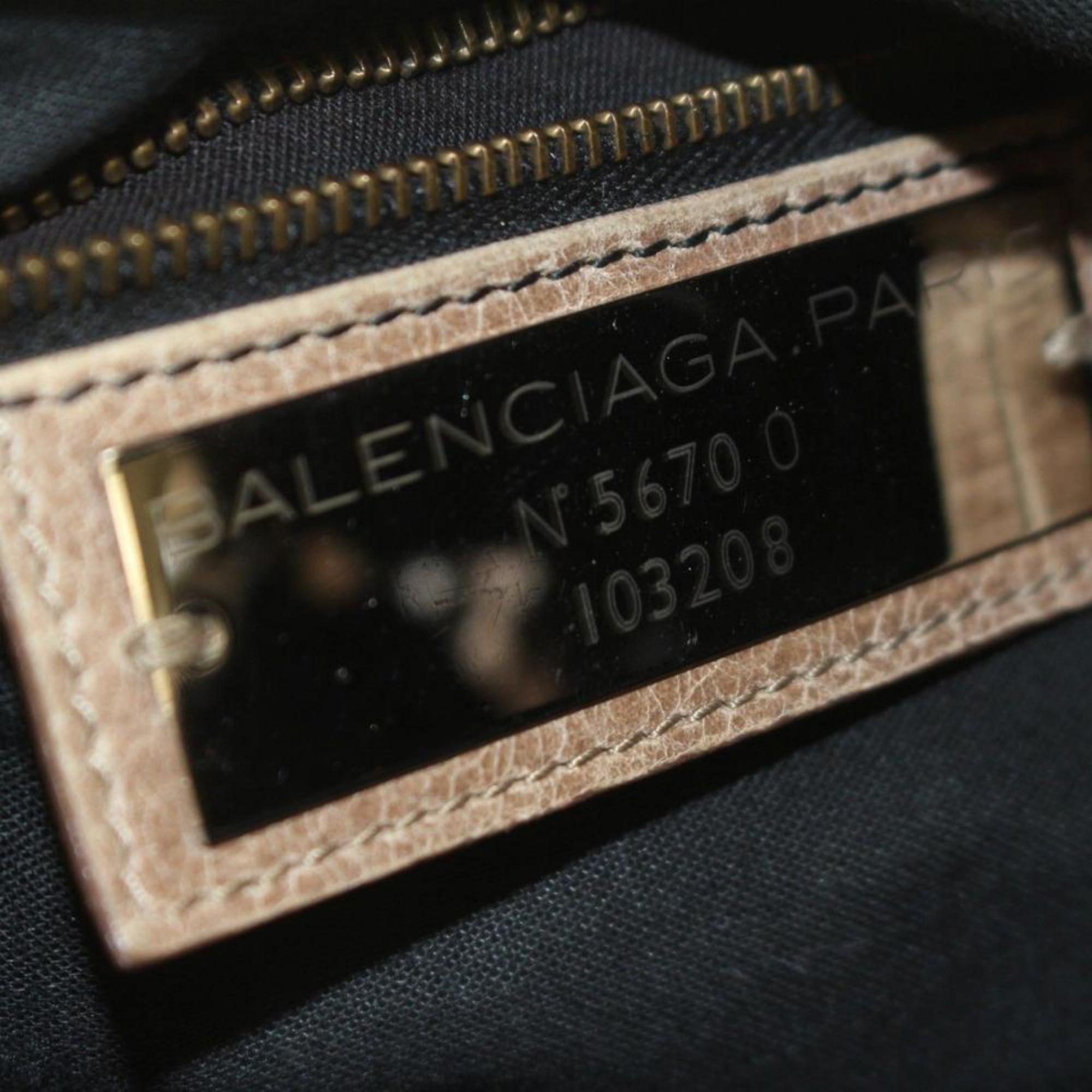 Balenciaga Khaki First 2way City 869960 Brown Leather Shoulder Bag In Good Condition For Sale In Forest Hills, NY