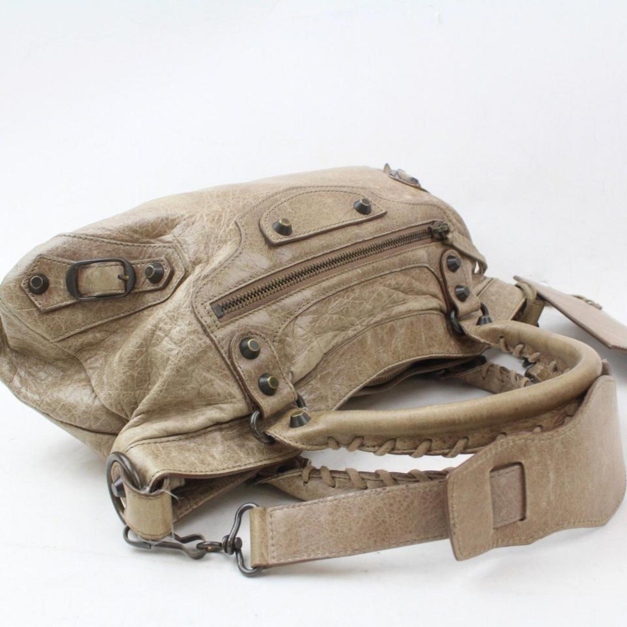 Women's Balenciaga Khaki First 2way City 869960 Brown Leather Shoulder Bag For Sale