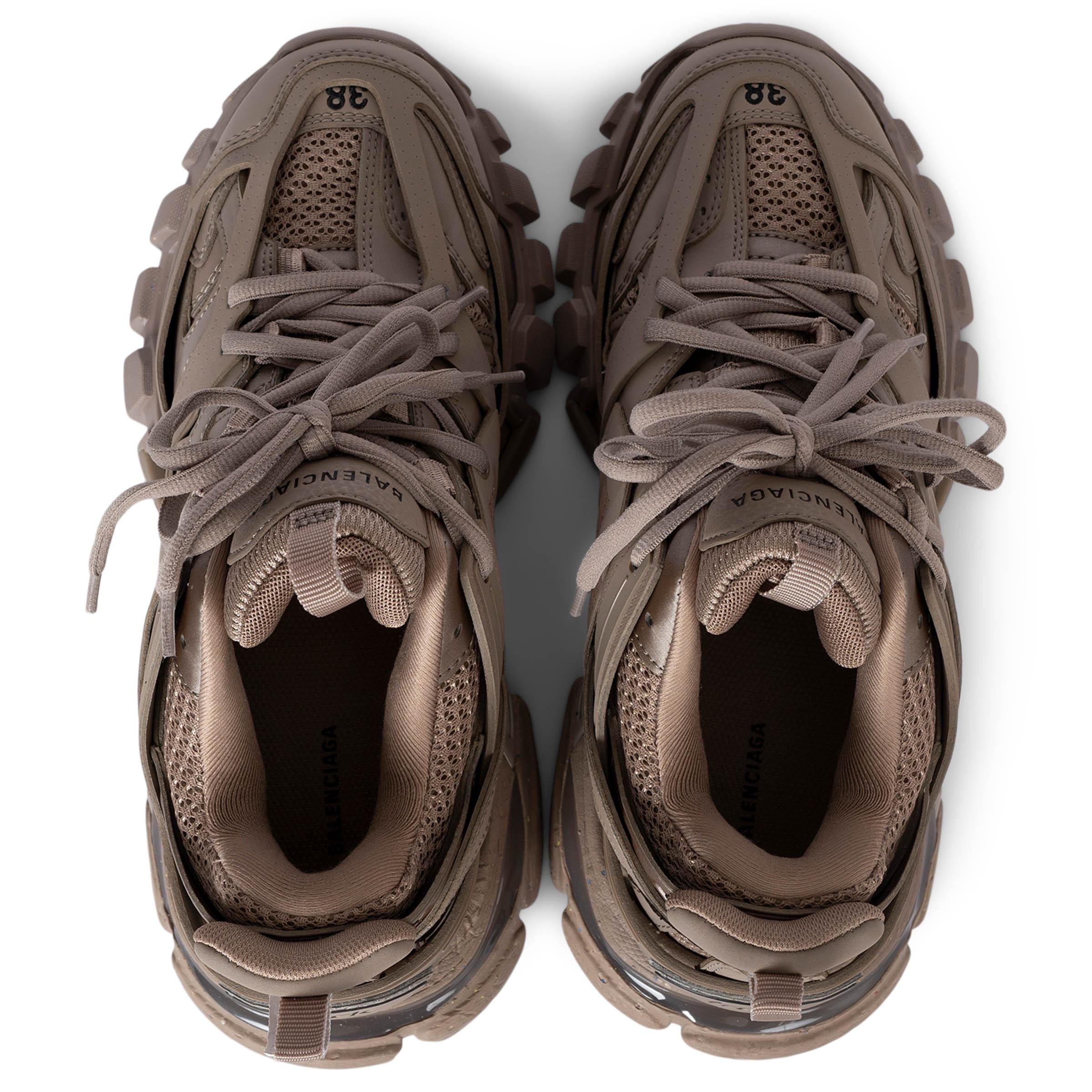 De las mujeres BALENCIAGA caqui topo malla y caucho TRACK Zapatillas Zapatillas 38