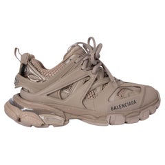 Used BALENCIAGA khaki taupe mesh & rubber TRACK Sneakers Shoes 38