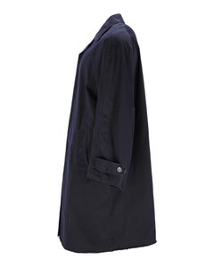 Balenciaga Knee-Length Carcoat in Navy Cotton