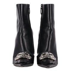 Balenciaga Knife BB Logo Fringed Leather Ankle Boots