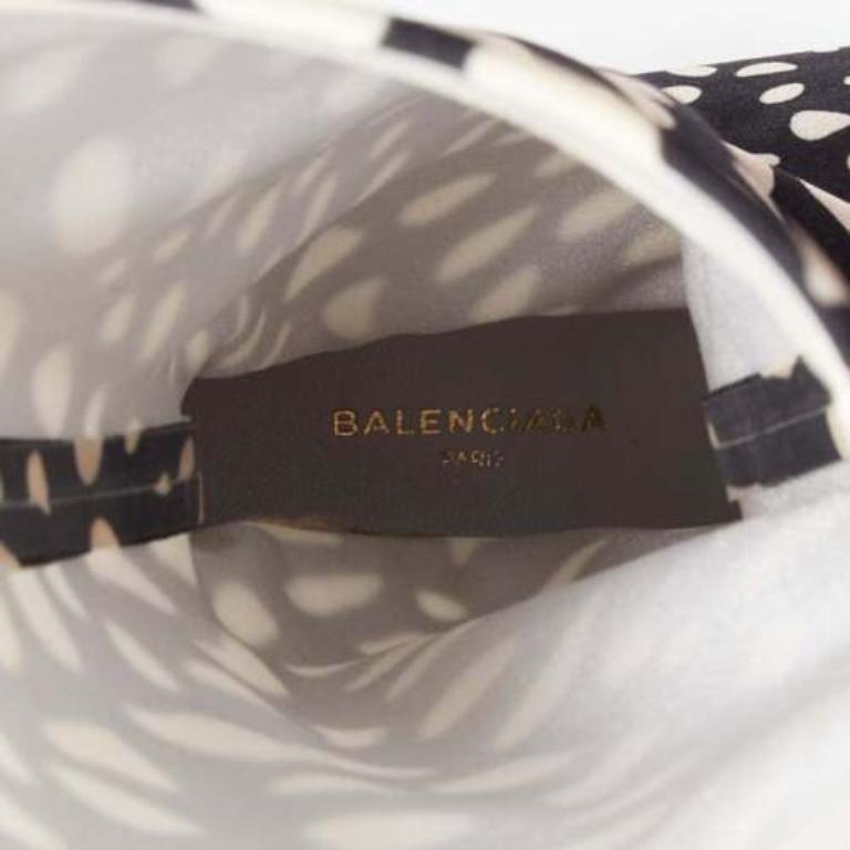 BALENCIAGA Knife black white spotted animal print lycra pointed sock boots EU38 5