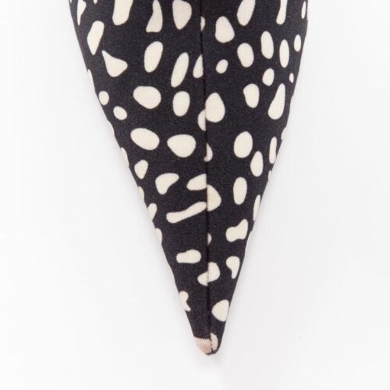 BALENCIAGA Knife black white spotted animal print lycra pointed sock boots EU38 1