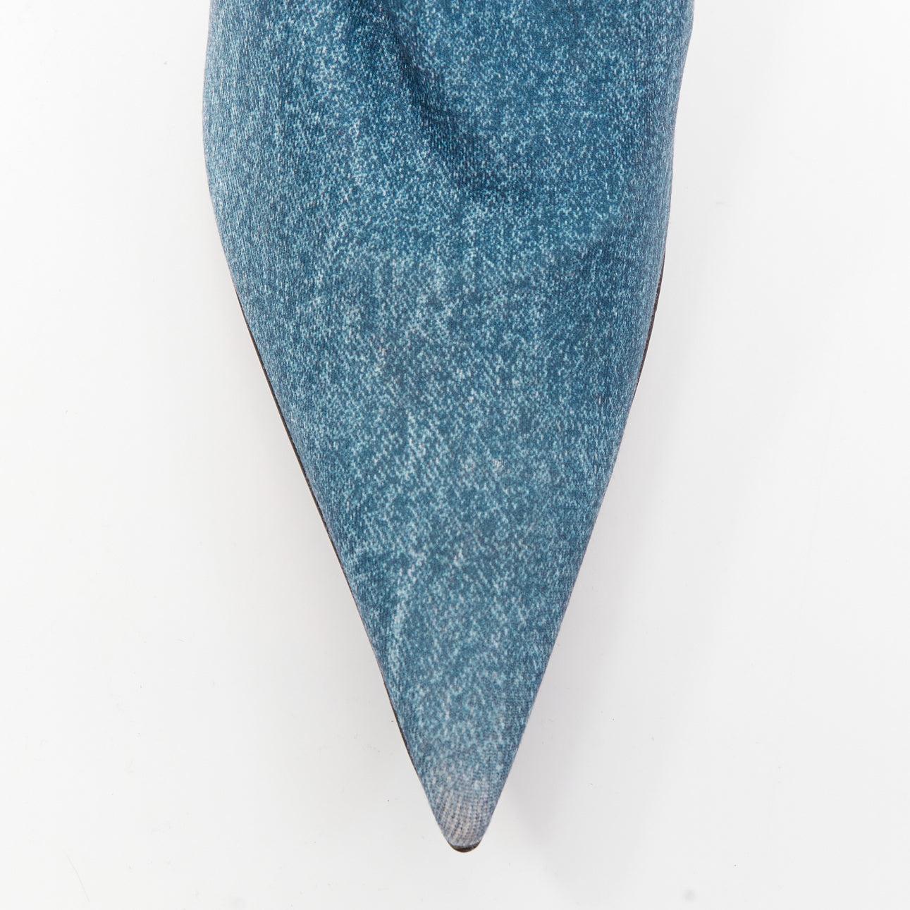 BALENCIAGA Cuchillo azul denim trompe loeil puntiagudo botines de tacón EU36 en venta 1