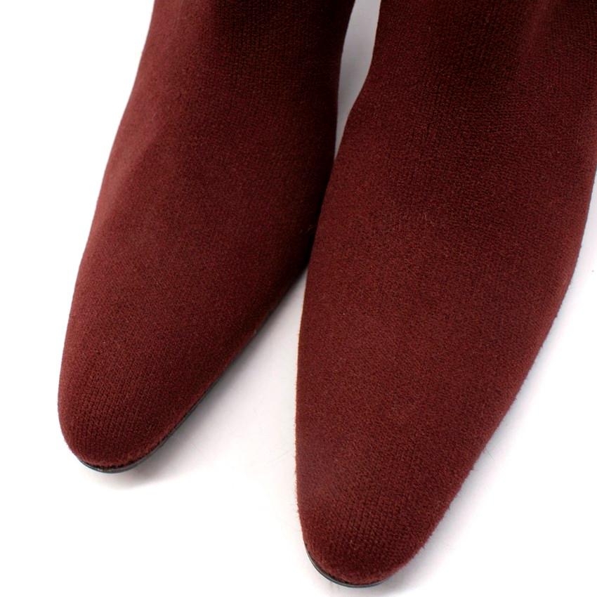 Balenciaga Knife Burgundy Stretch Jersey Heeled Bootie In Excellent Condition For Sale In London, GB