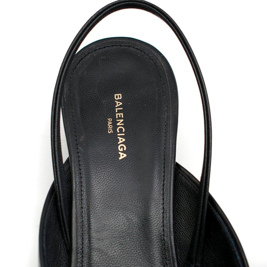 Black Balenciaga Knife Leather Slingback Kitten Heel Sandals 39.5