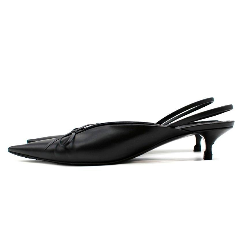 Women's Balenciaga Knife Leather Slingback Kitten Heel Sandals 39.5