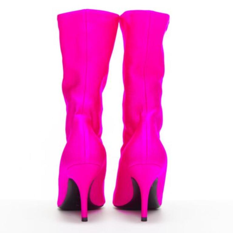 BALENCIAGA Knife lycra rose fluo pointu sock boots EU38 Kim Kardashian Pour femmes en vente