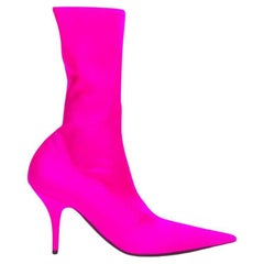 BALENCIAGA Knife neon pink lycra pointed sock boots EU38 Kim Kardashian