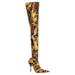 Balenciaga Overknee-Stiefel aus bedrucktem Stretch-Jersey mit Messer EU38,5 UK 5.5 US 8,5