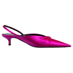 Balenciaga Knife Slingback Kitten Heels Rose Fuchsia 37.5 FR