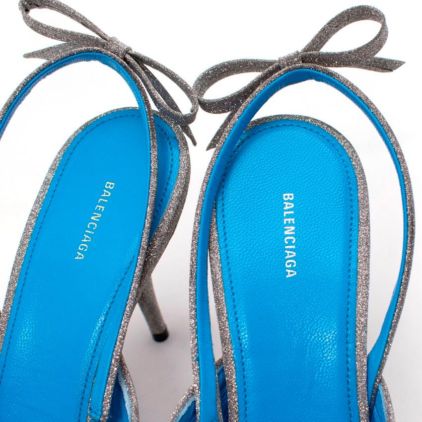 Balenciaga Knife Sliver Glitter Slingback Pumps In Excellent Condition For Sale In London, GB