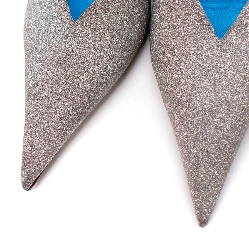 Women's Balenciaga Knife Sliver Glitter Slingback Pumps For Sale