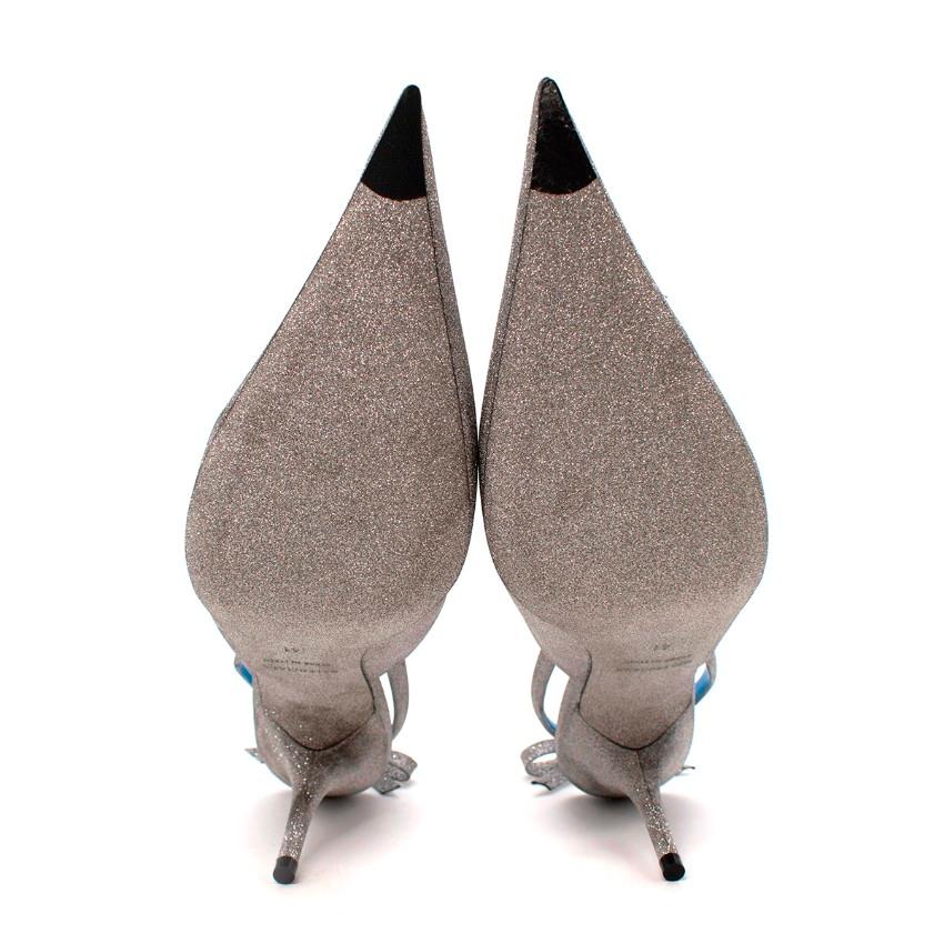 Balenciaga Knife Sliver Glitter Slingback Pumps For Sale 1