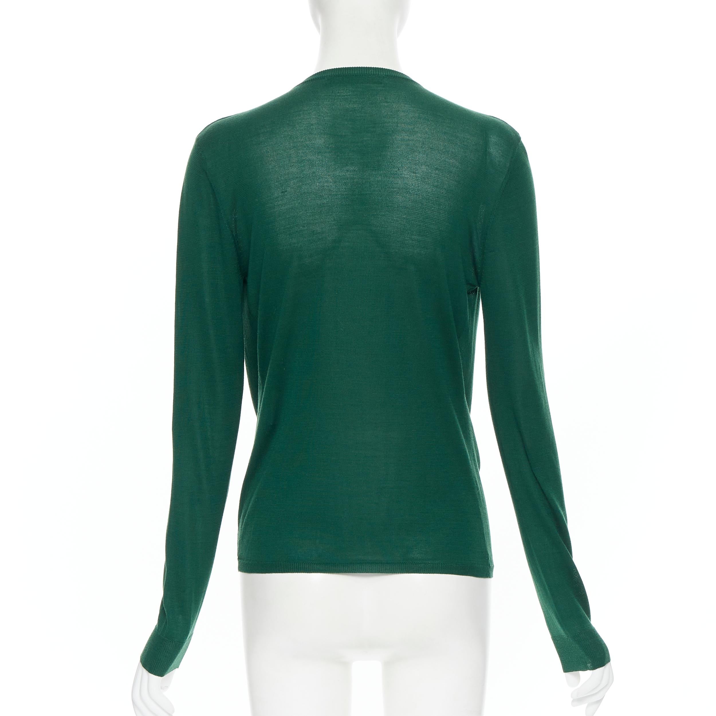 Green BALENCIAGA Knits Kelly green V-neck draped front long sleeve sweater top Fr36 S For Sale