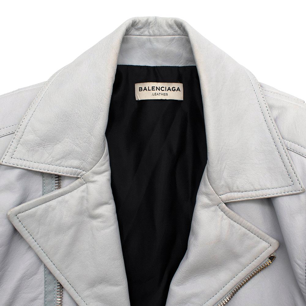 Gray Balenciaga Lambskin Leather Jacket - Size US 8  For Sale