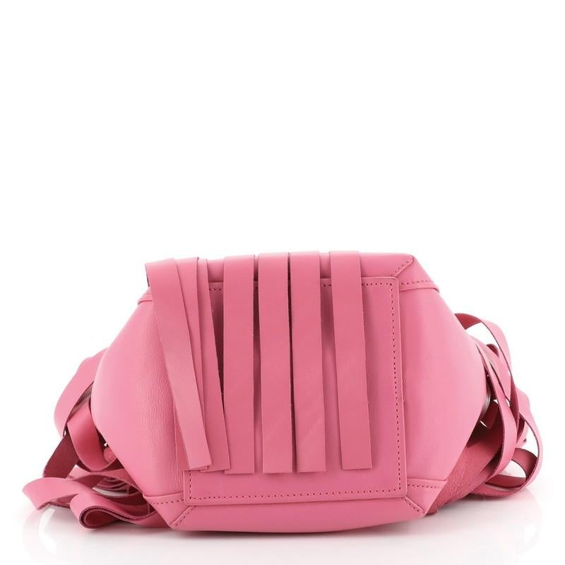 Pink Balenciaga  Laundry Cabas Tote Fringe Leather XS