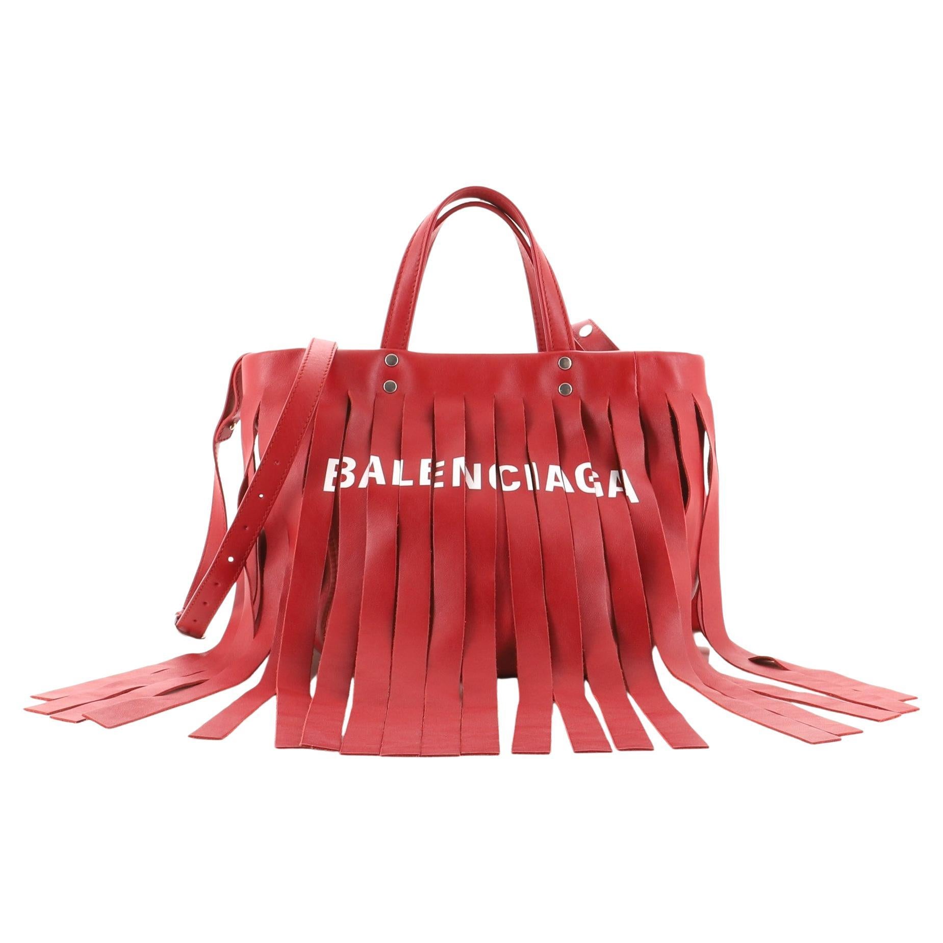 Balenciaga Laundry Cabas Tote Fringe Leather XS For Sale at 1stDibs