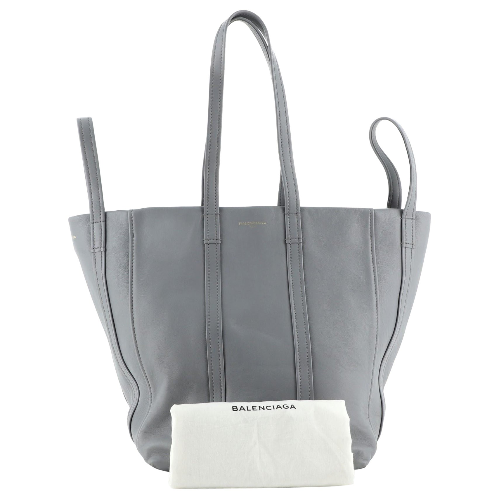 Balenciaga Laundry Cabas Tragetasche aus Leder in Grau