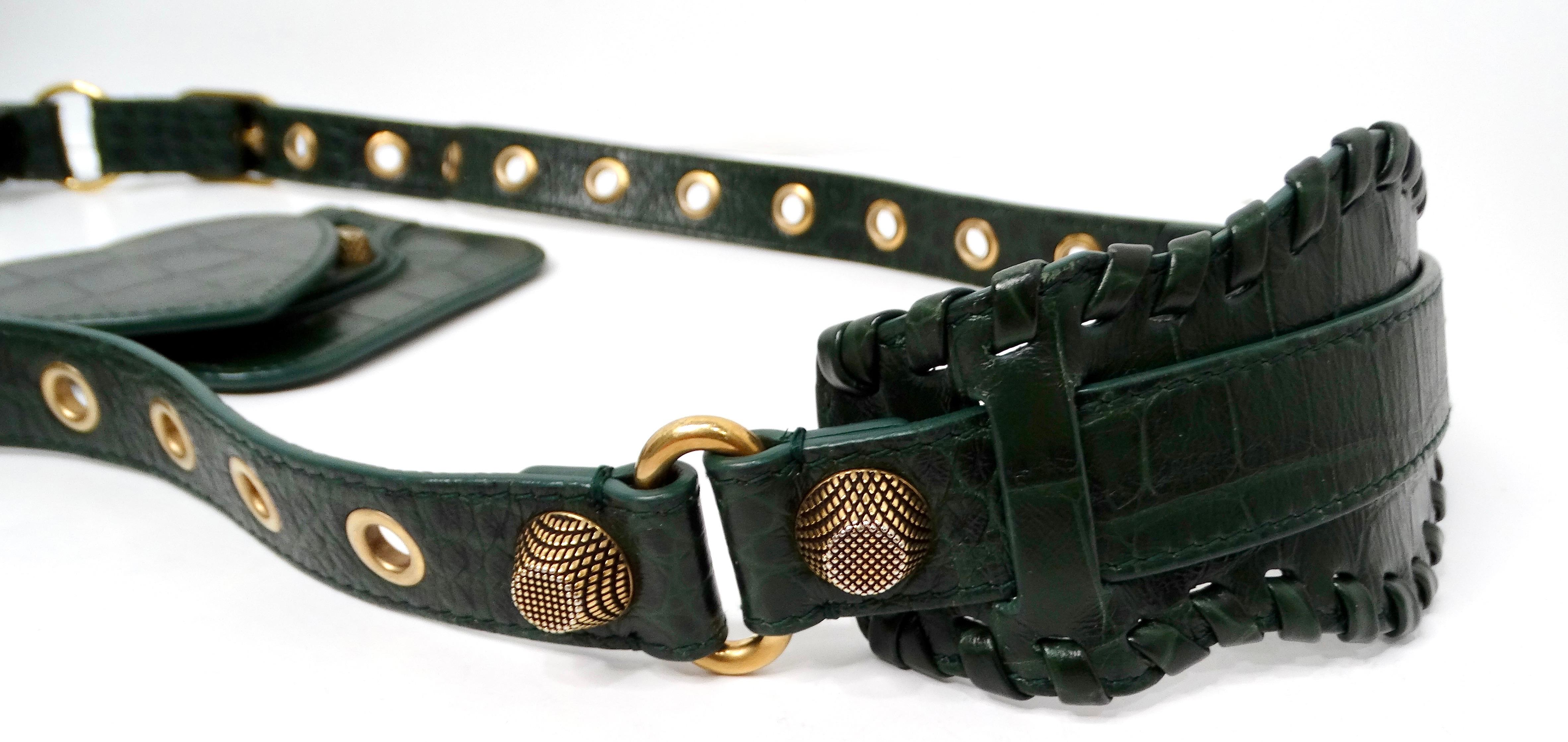 De las mujeres Bolso de hombro Balenciaga Le Cagole de piel verde con relieve de cocodrilo circa 2022 en venta