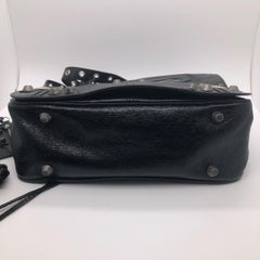 BALENCIAGA Le Cagole Messenger Bag Black Arena Lambskin Aged Silver Hardware