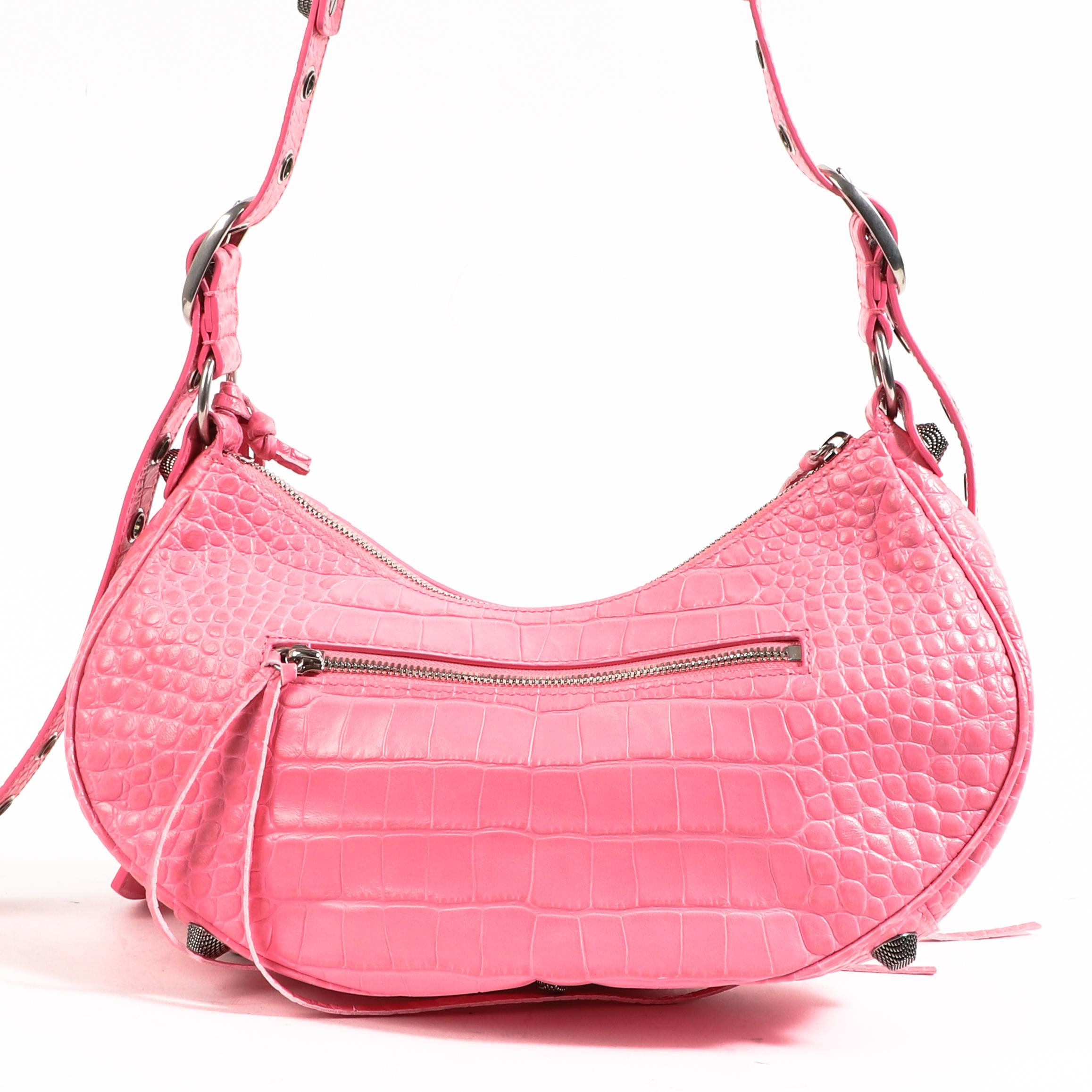 Women's Balenciaga Le Cagole Small Pink Crocodile Embossed Bag For Sale