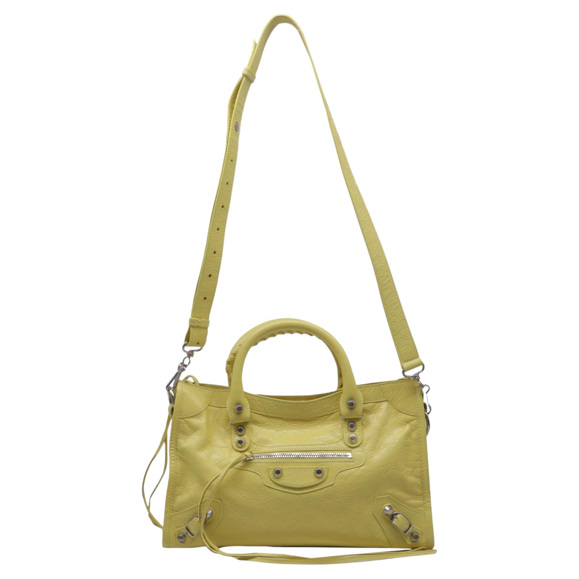 Balenciaga Le City Bag Small in Yellow Lambskin Leather
