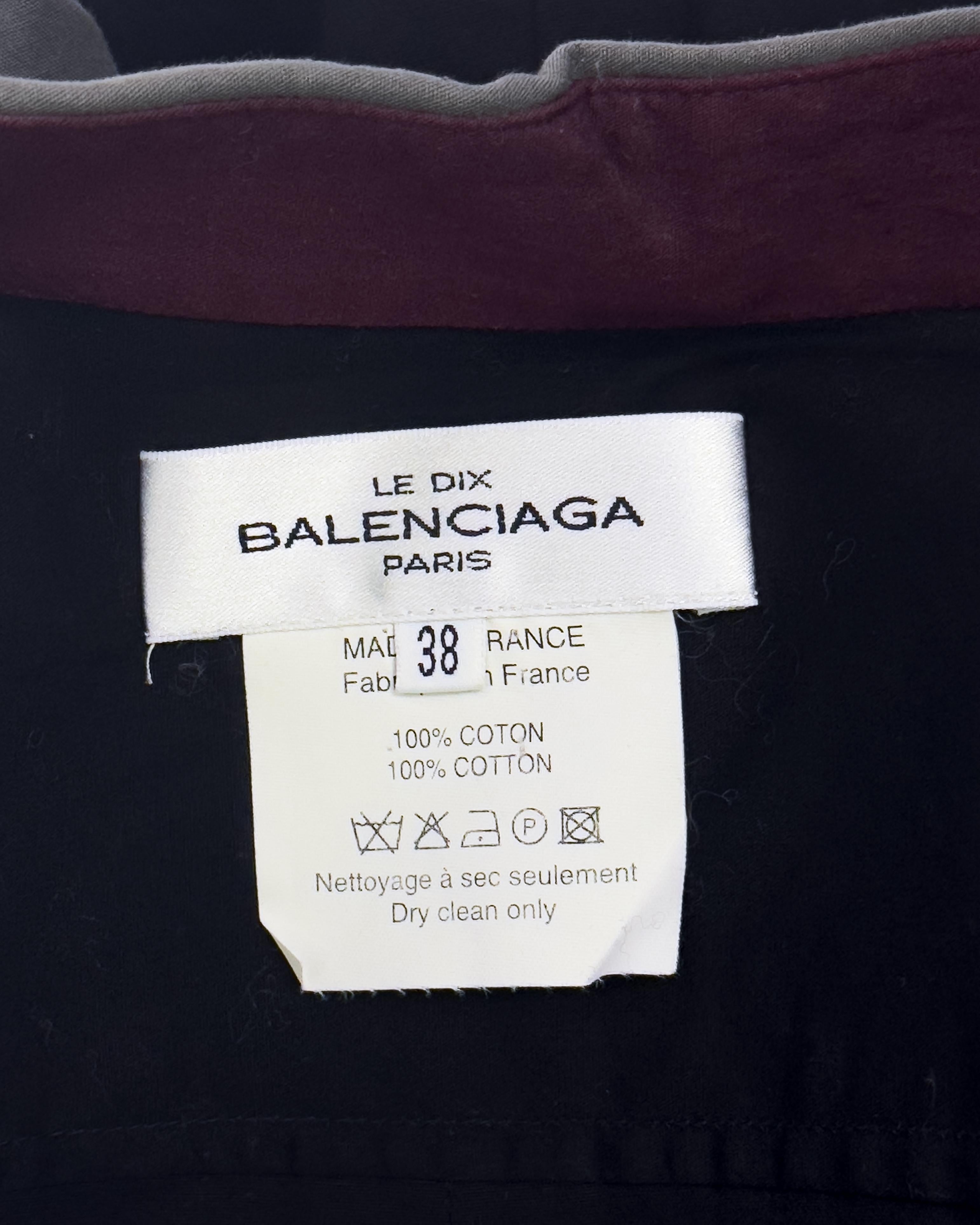 Balenciaga Le Dix by Nicolas Ghesquière Fall 2001 Curved Seam Colorblock Shirt For Sale 2