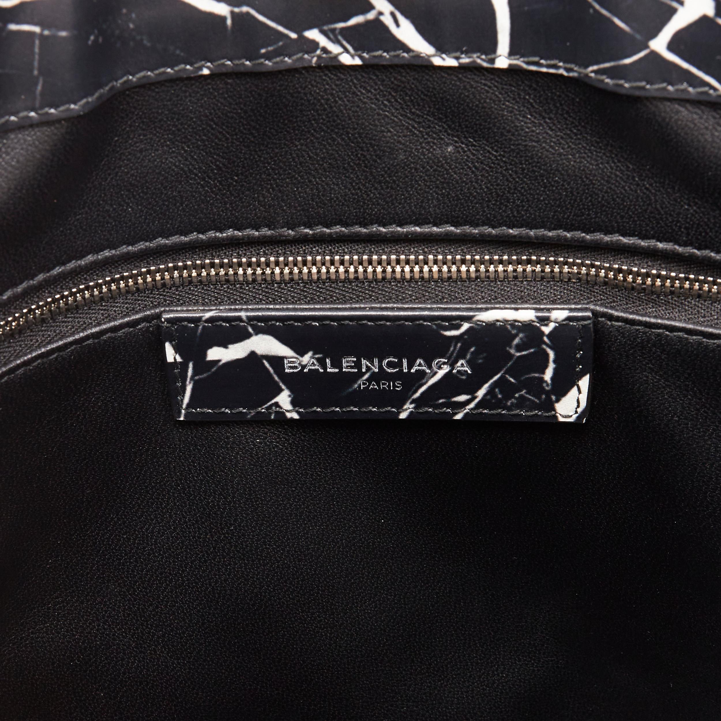 BALENCIAGA Le Dix Cabas black marble print top handle structured tote bag 2