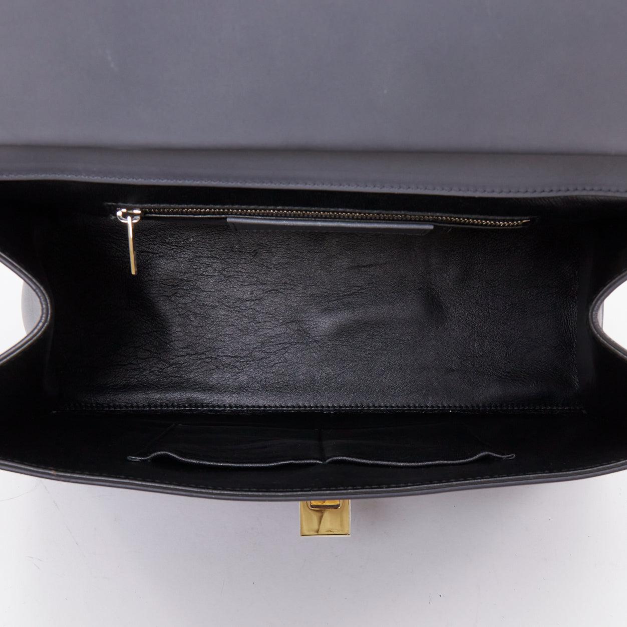 BALENCIAGA Le Dix Cartable Medium gold hardware structured top handle flap bag en vente 4