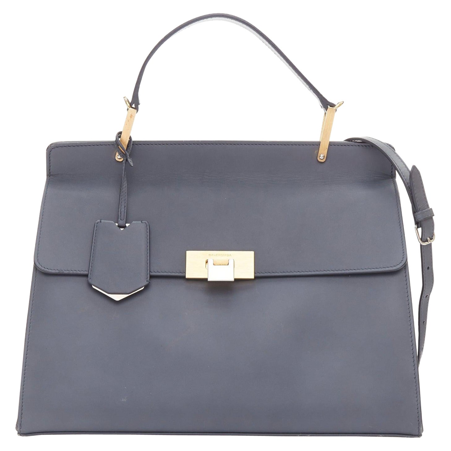 BALENCIAGA Le Dix Cartable Medium gold hardware structured top handle flap bag en vente